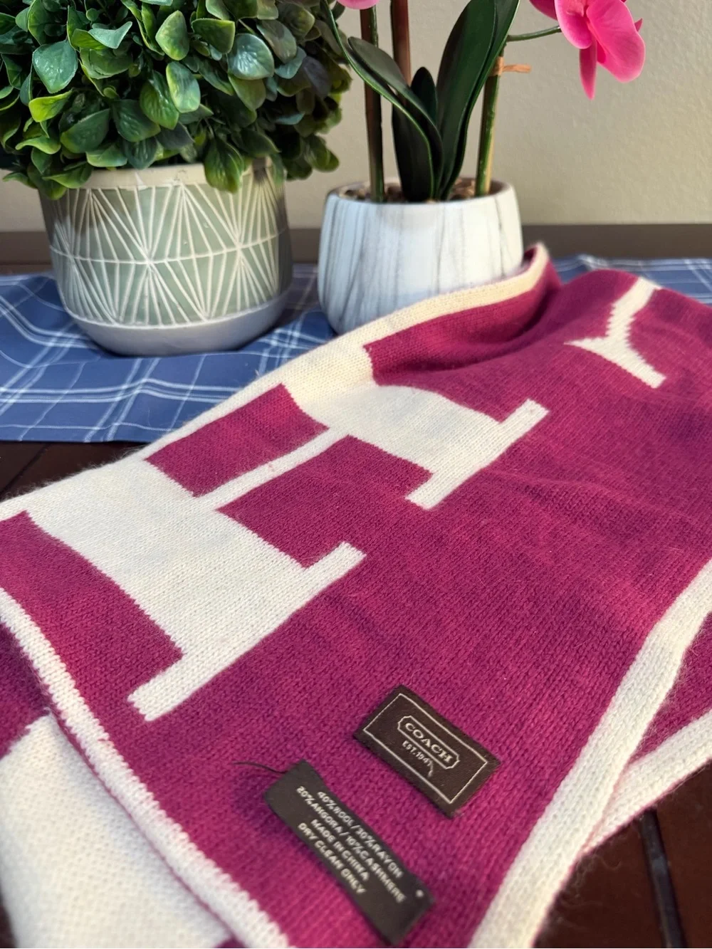 Coach Scarf , wool/rayon/cashmere pink